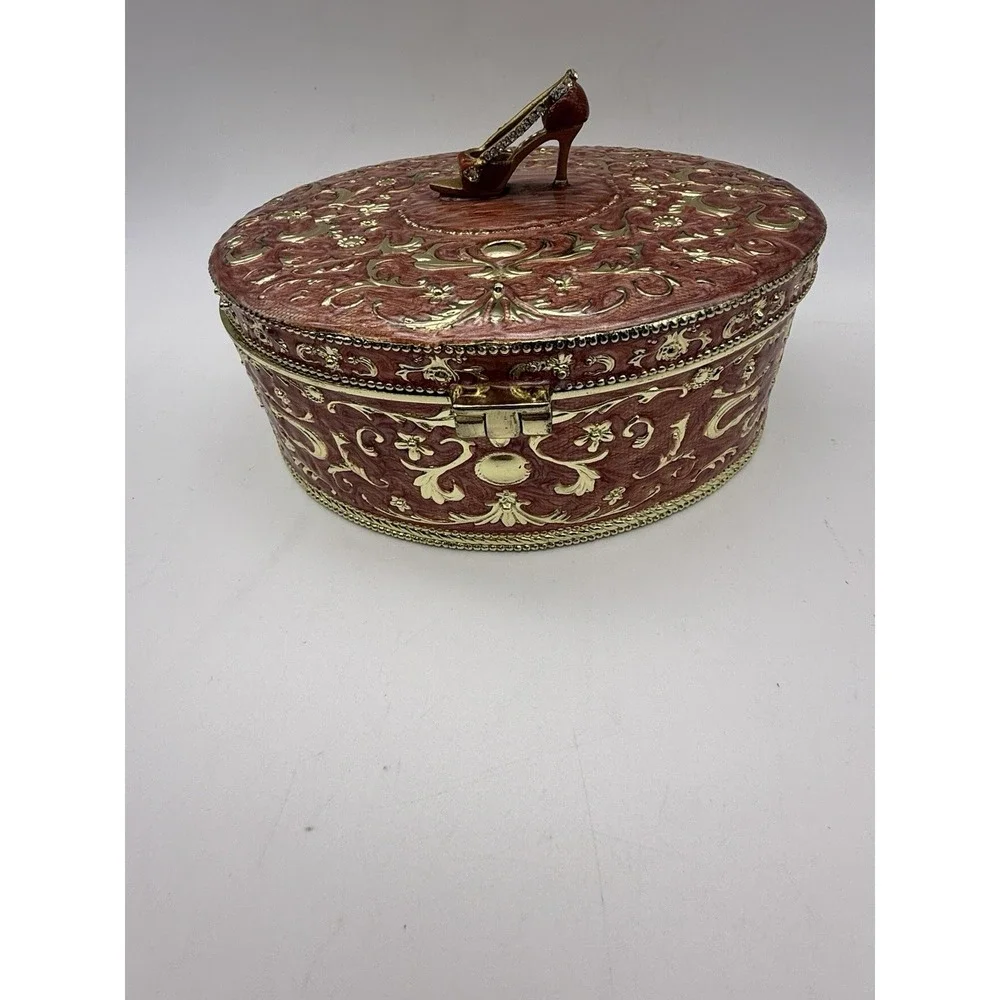 Floral Trinket Jewelry Box Gold&Mauve Fashion Shoe Organizer 6.5